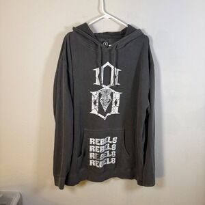REBEL8 Mens XXL Faded Black Graphic Hoodie Skulls FTW Streetwear Sweatshirt